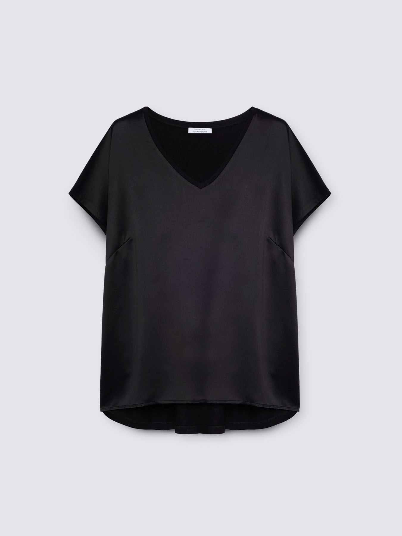 Two-material V-neck T-shirt image number 3
