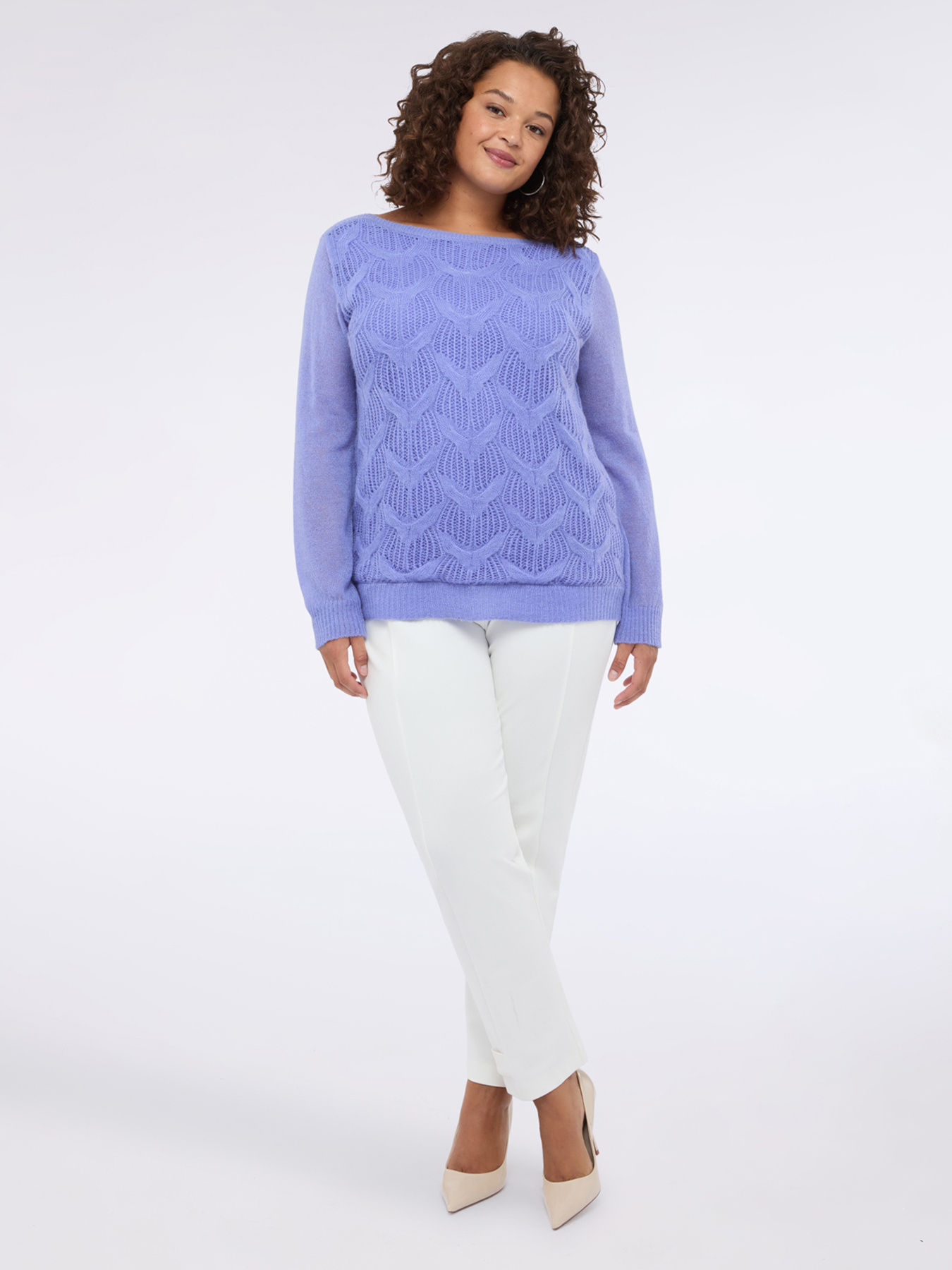 Perforated sweater with geometric pattern image number 0