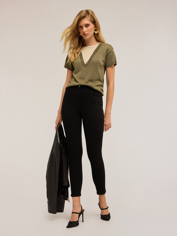Lurex sweater with layered effect