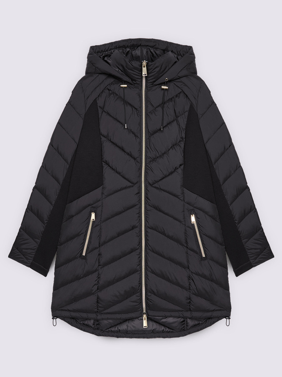 Lange gesteppte Daunenjacke mit Kapuze