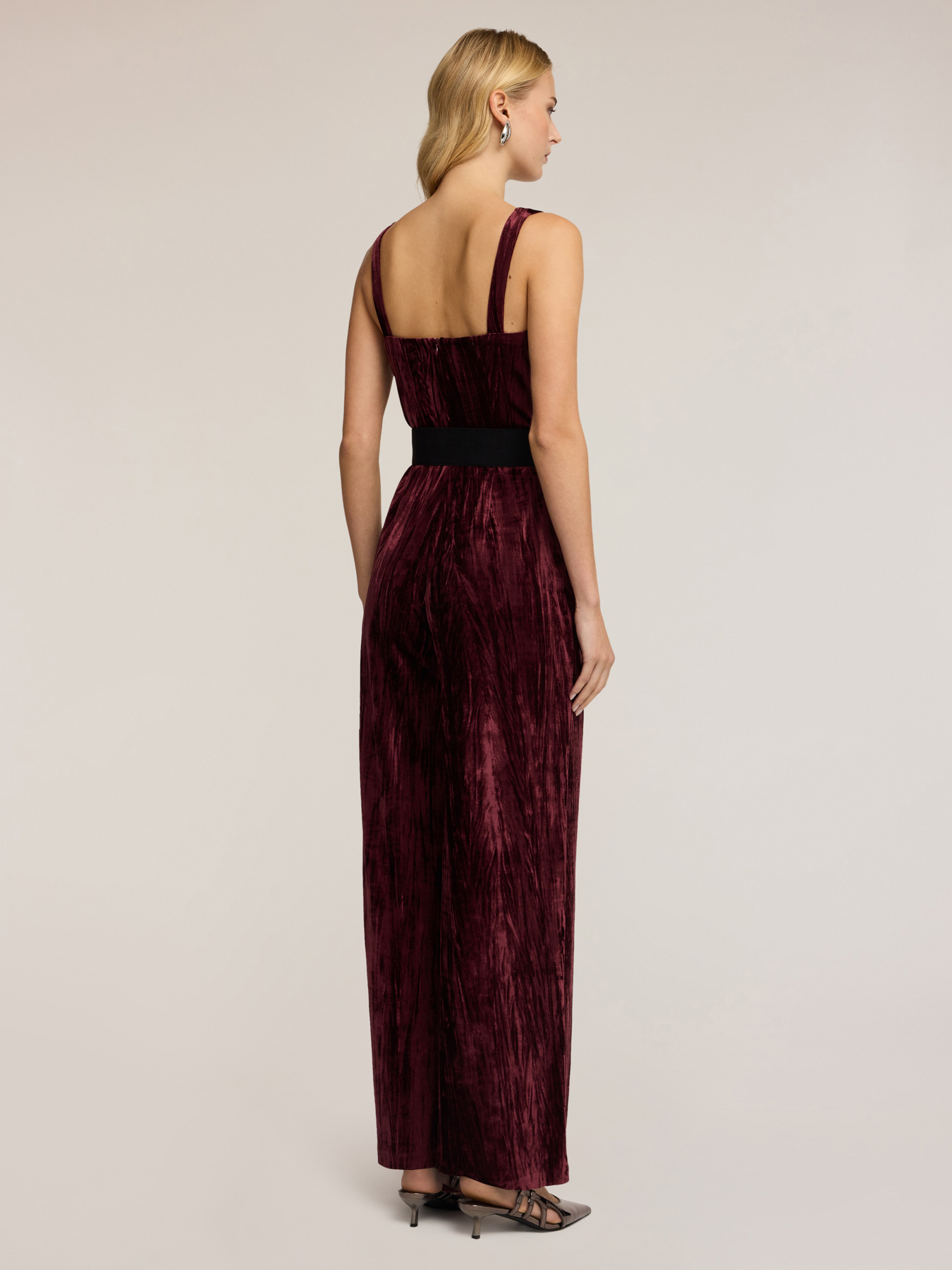 Long velvet jumpsuit image number 1