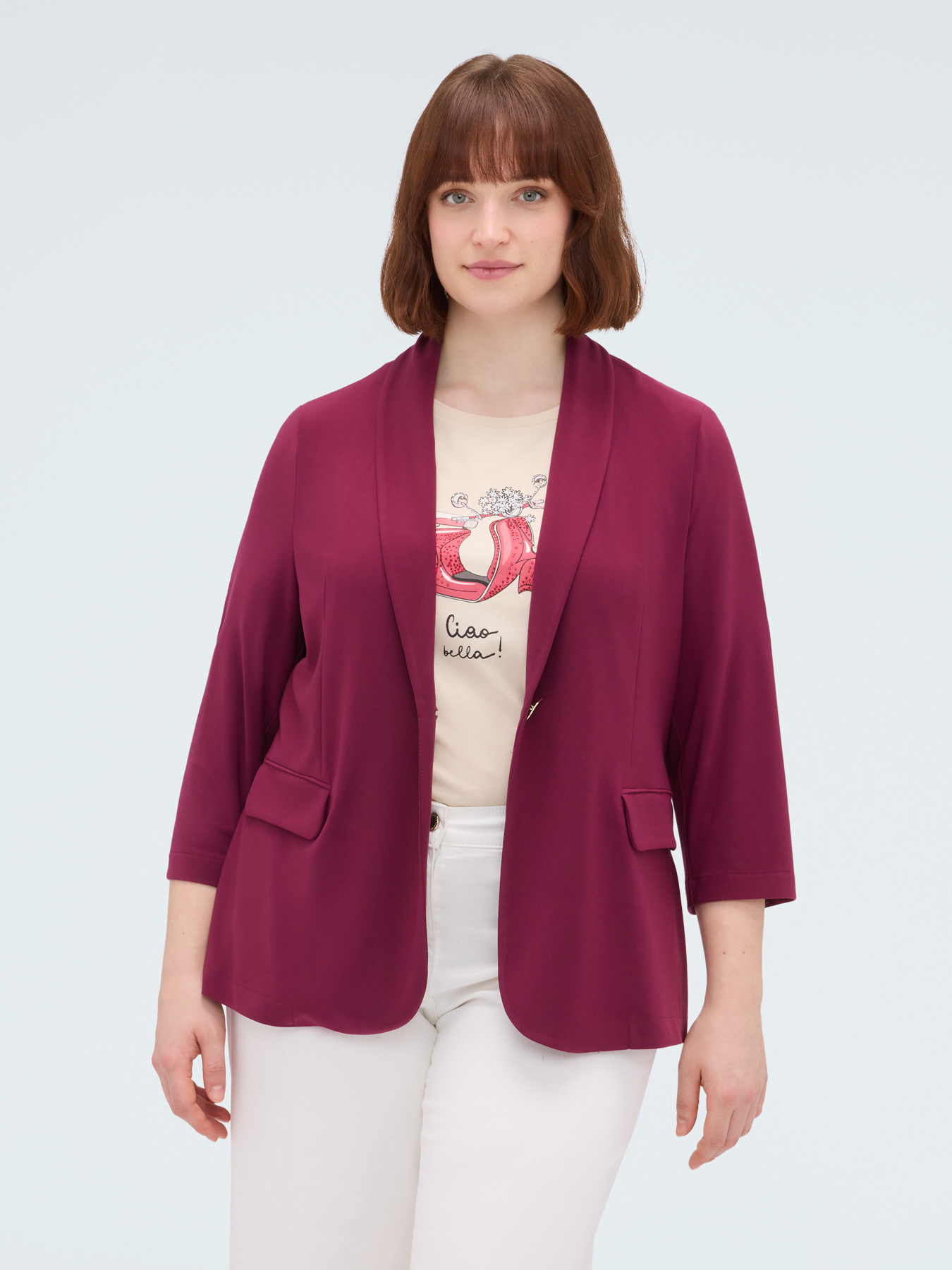 Blazer en jersey &agrave; manches trois-quarts image number 0