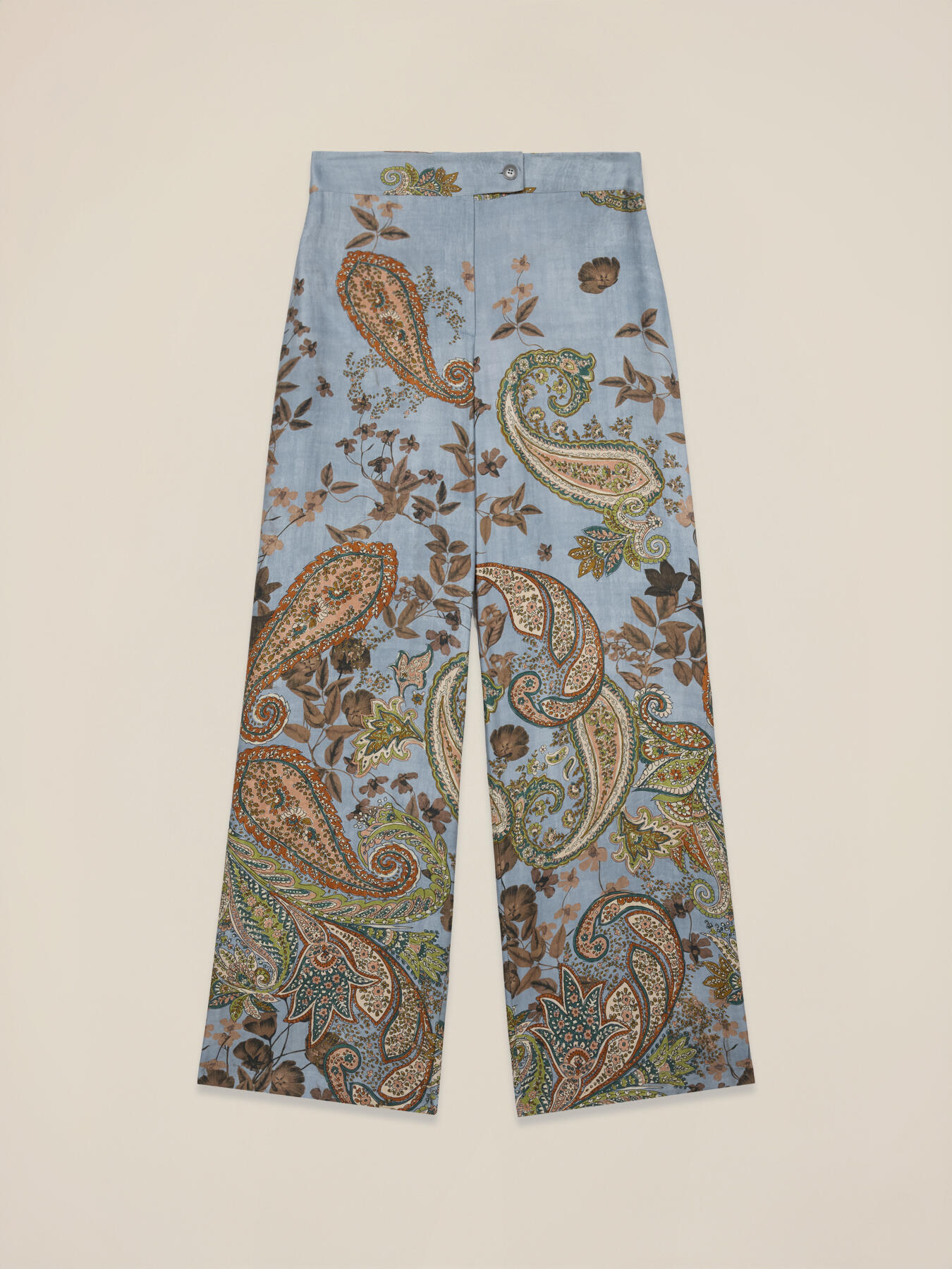 Pantaloni palazzo in raso fantasia image number 4