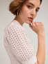 T-shirt with keyhole and broderie anglaise sleeves image number 2