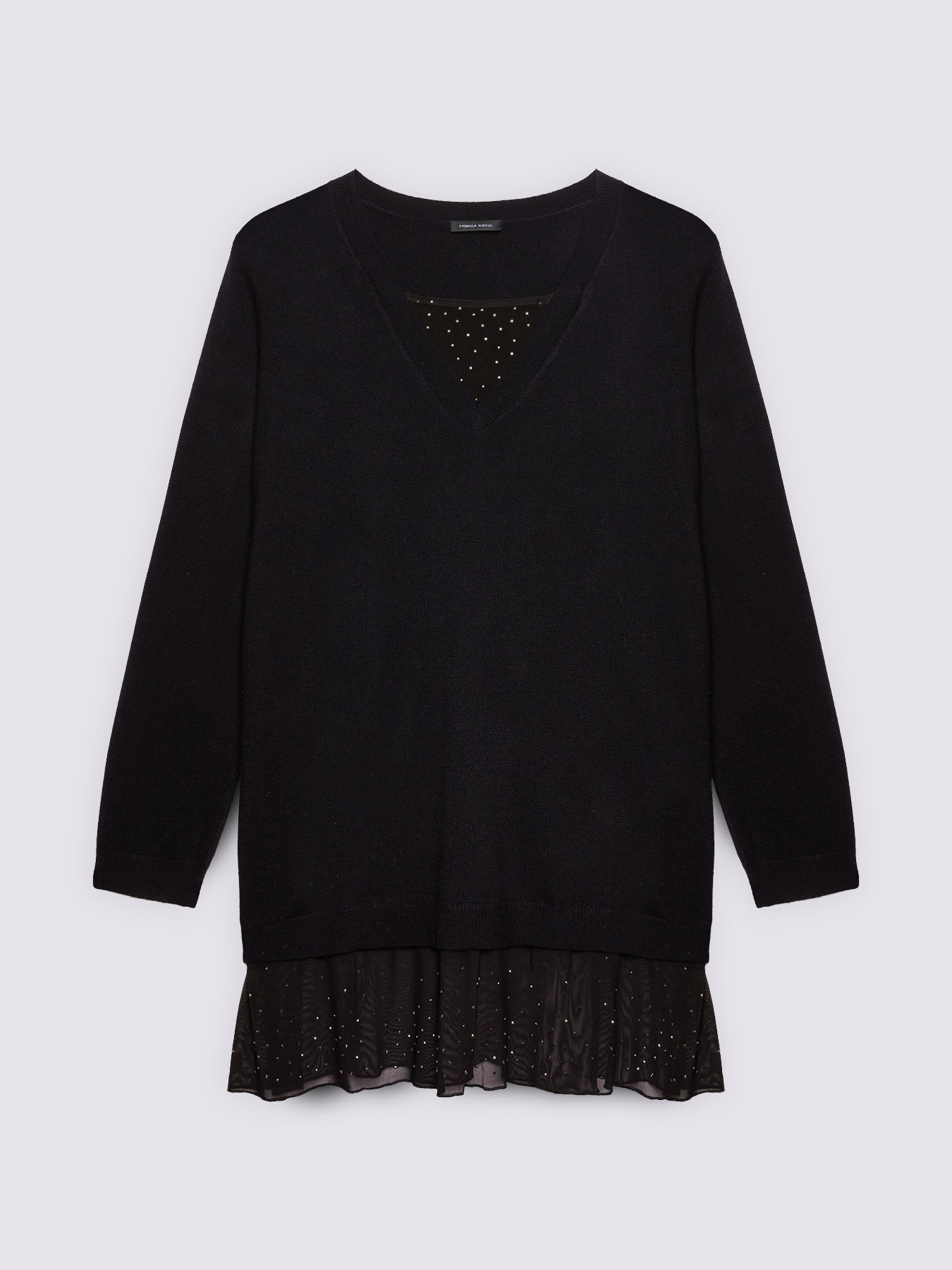 Maglia con dettagli in tulle e strass image number 4