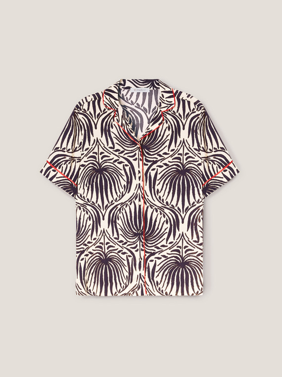 Camicia maniche corte fantasia foliage