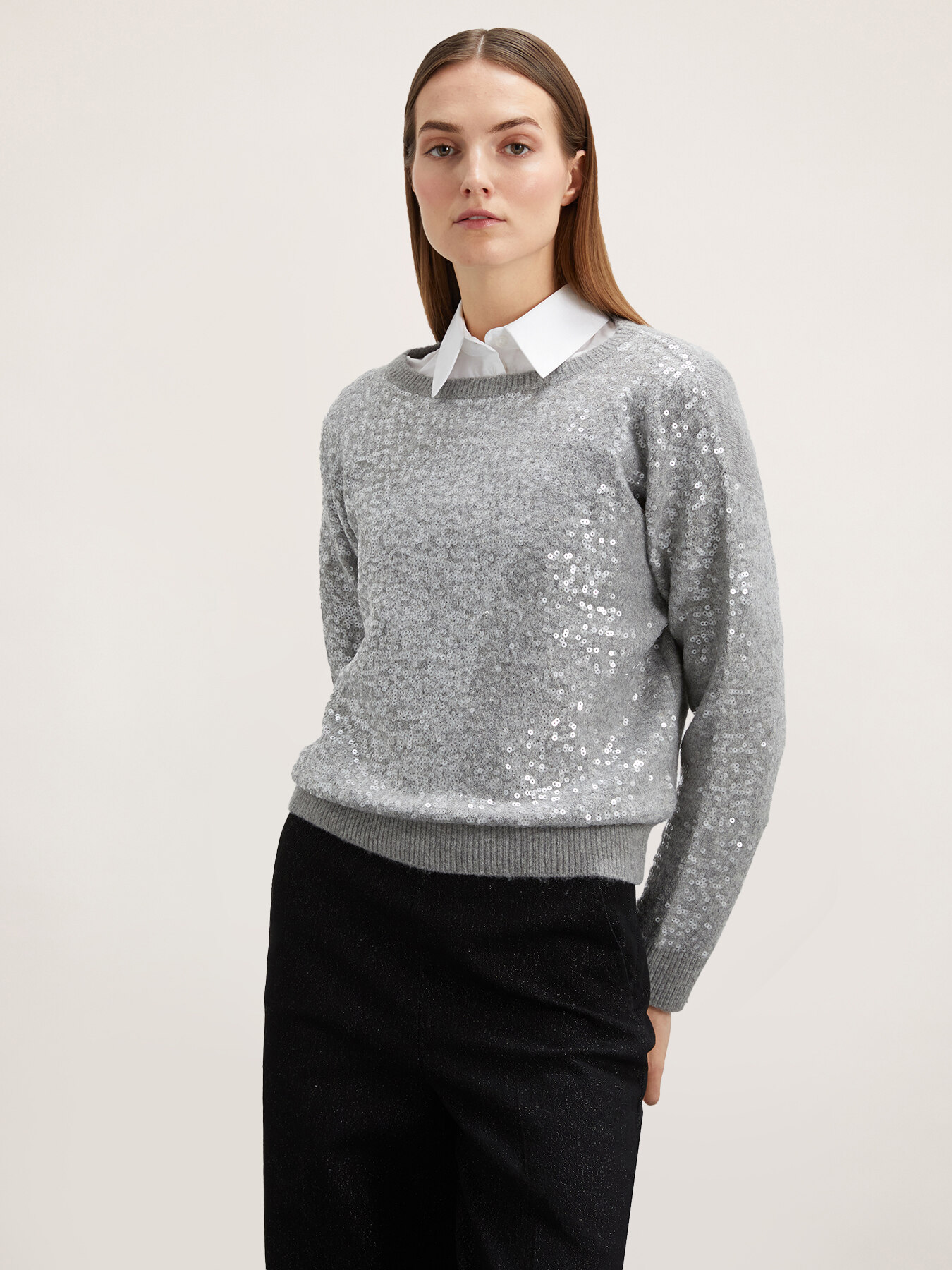 Pull en laine mélangée entièrement recouvert de paillettes image number 0