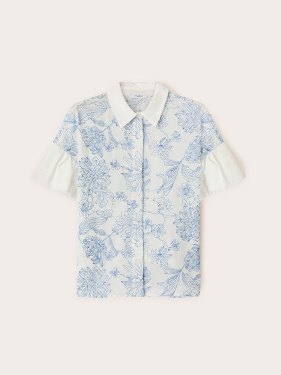 Cămașă din bumbac cu broderie florală
