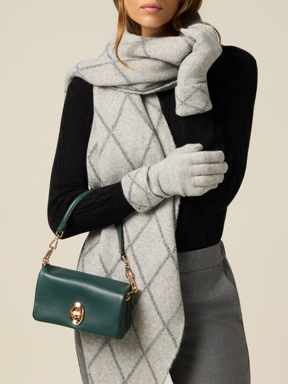 Guanti in maglia con ricamo lurex