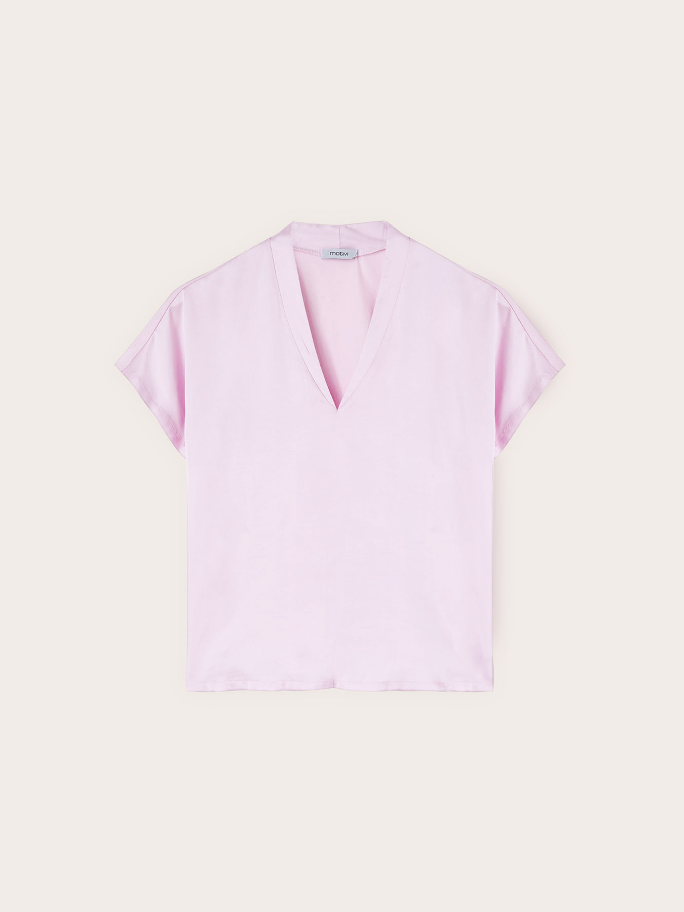 Two-material V-neck T-shirt image number 3