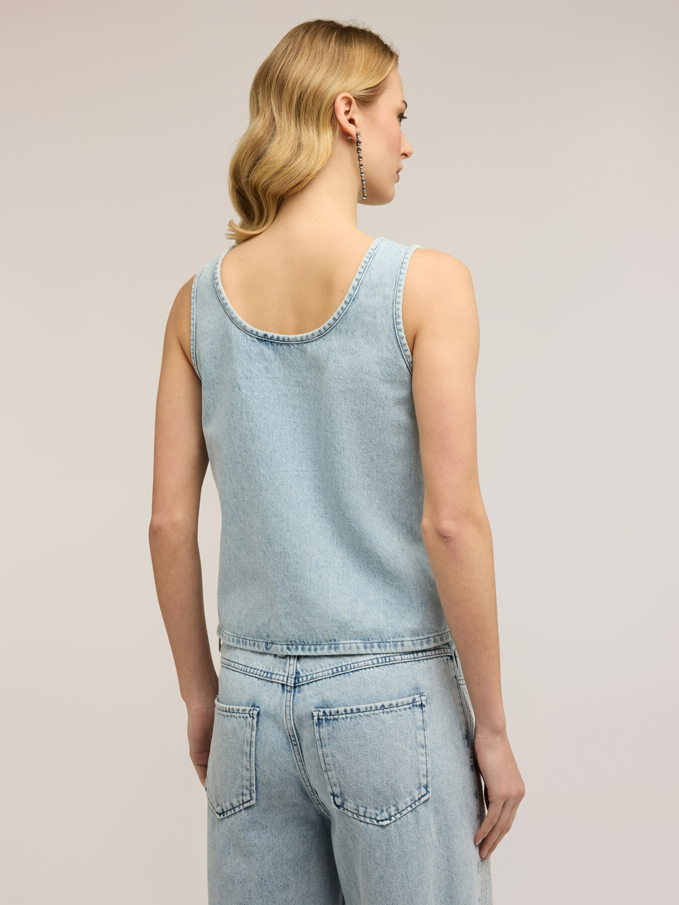 Denim top with crystals image number 1