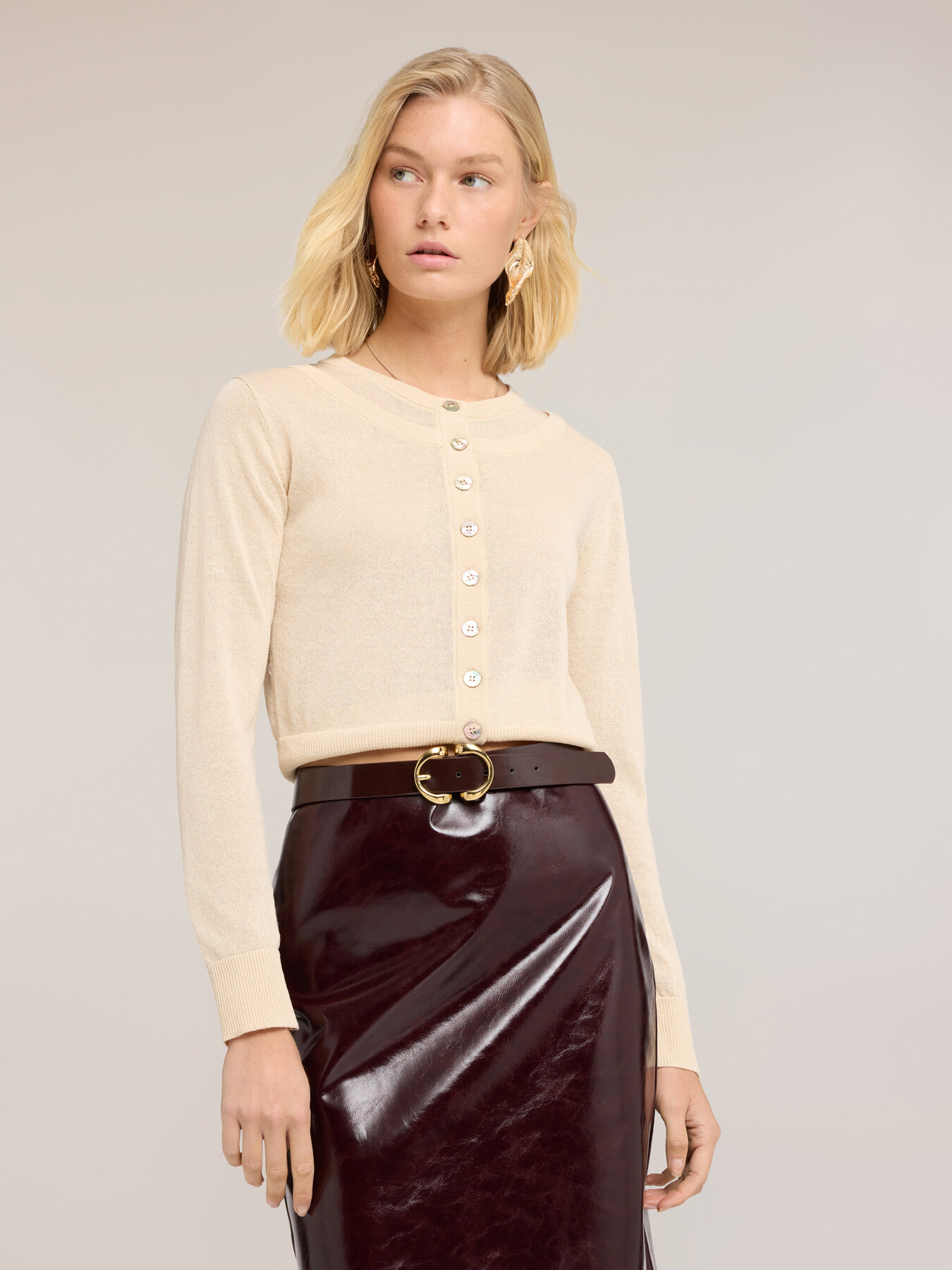 Linen blend cardigan image number 2