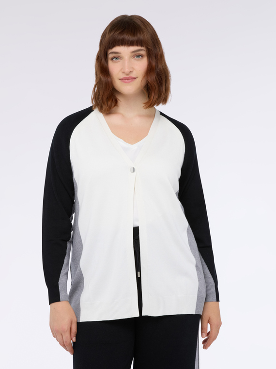 Color block cardigan in viscose blend