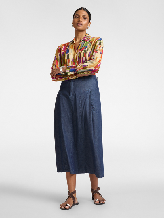 A-line midi skirt in Chambray