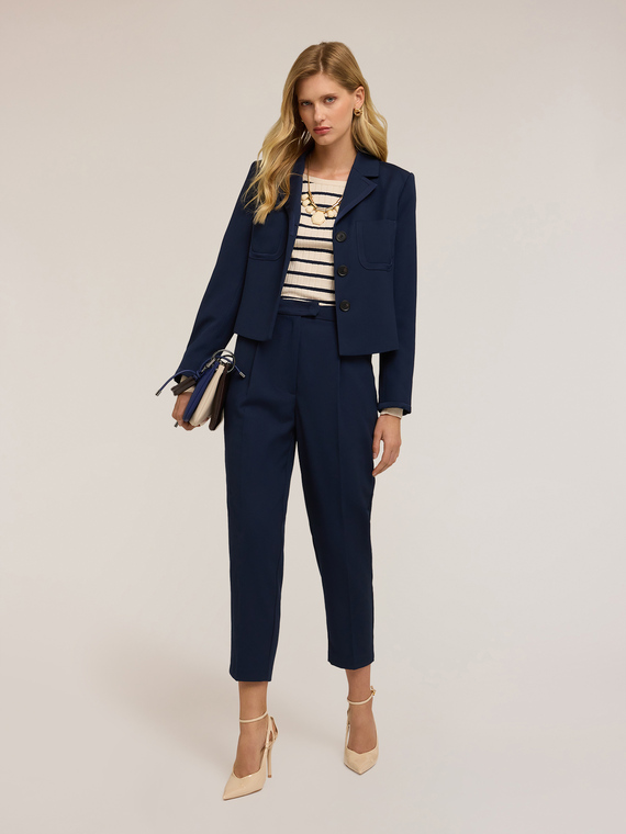 Cropped jacket with satin inserts