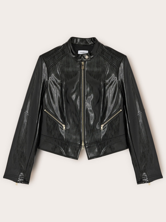 Jacket with zip and mandarin collar