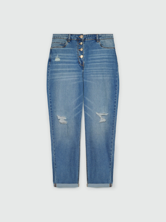 Barrel-Jeans mit Rissen