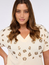 Cotton jersey T-shirt with animal print sequins image number 3