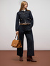 Blugi palazzo din denim cu pliuri frontale image number 0