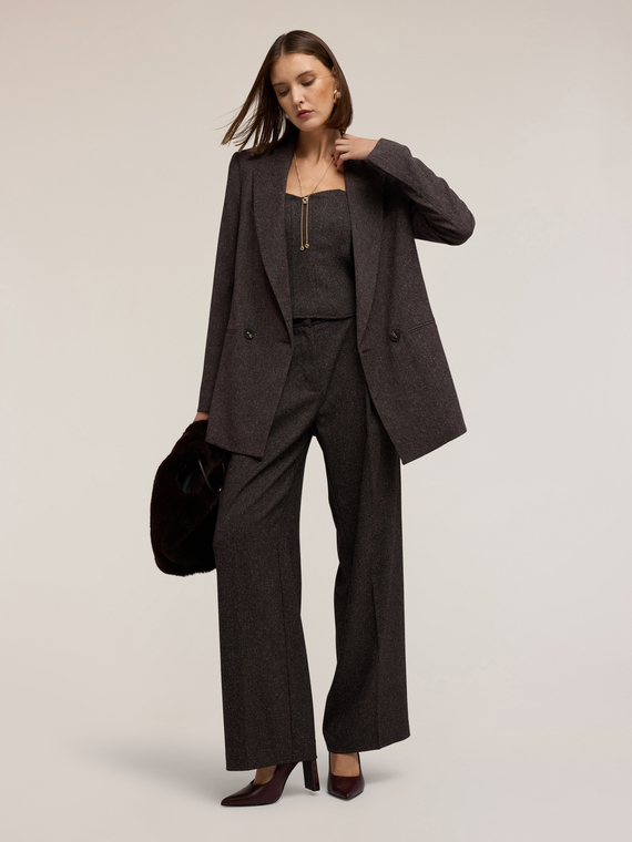 Strukturierter doppelreihiger Blazer aus Polyviskose