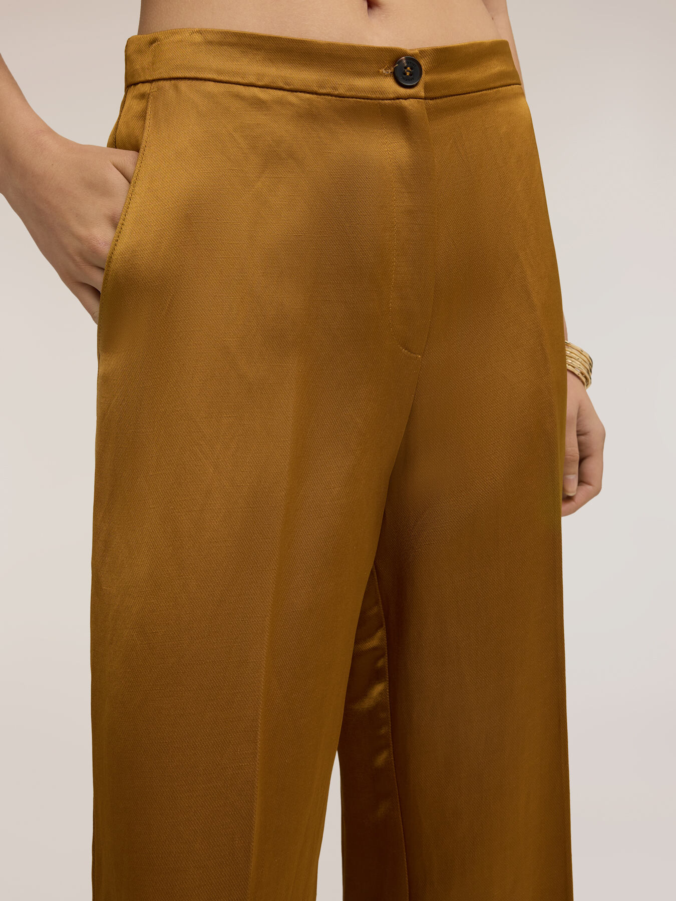 Pantaloni palazzo din amestec de in image number 3