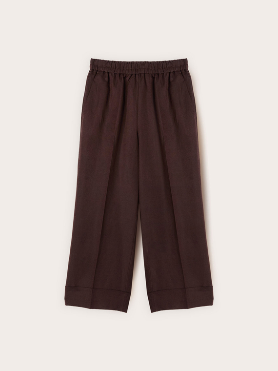 Pantaloni cropped din amestec de in