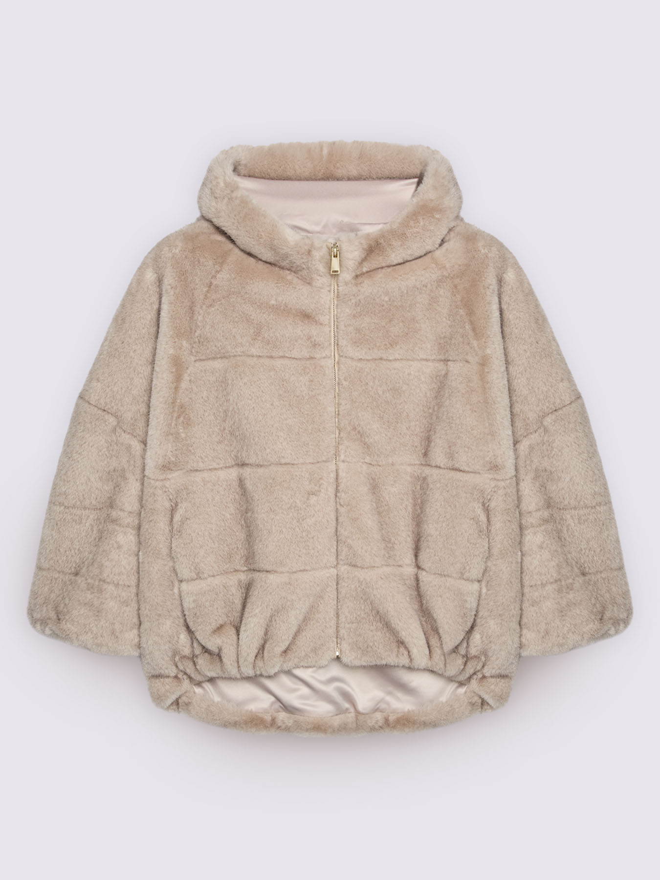 Short plush-effect hooded jacket image number 1