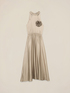 Long satin dress with flower image number 3