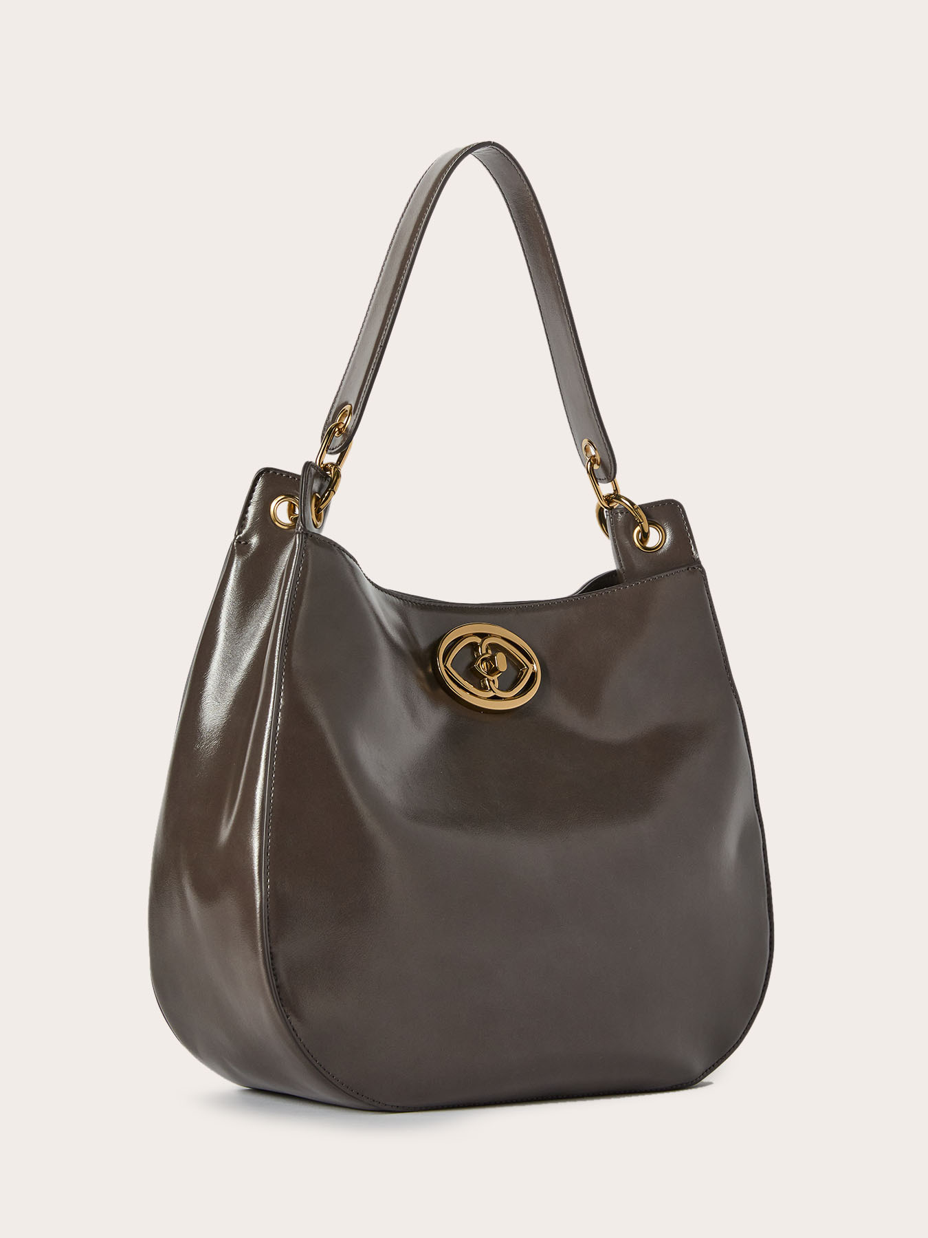 Bolso hobo en tejido revestido brillante image number 3