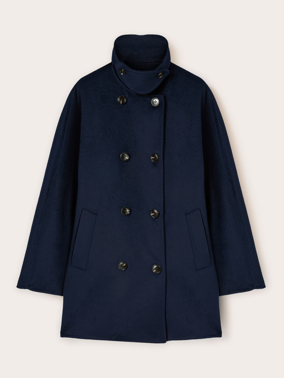 Double-breasted coat in wool blend cloth
