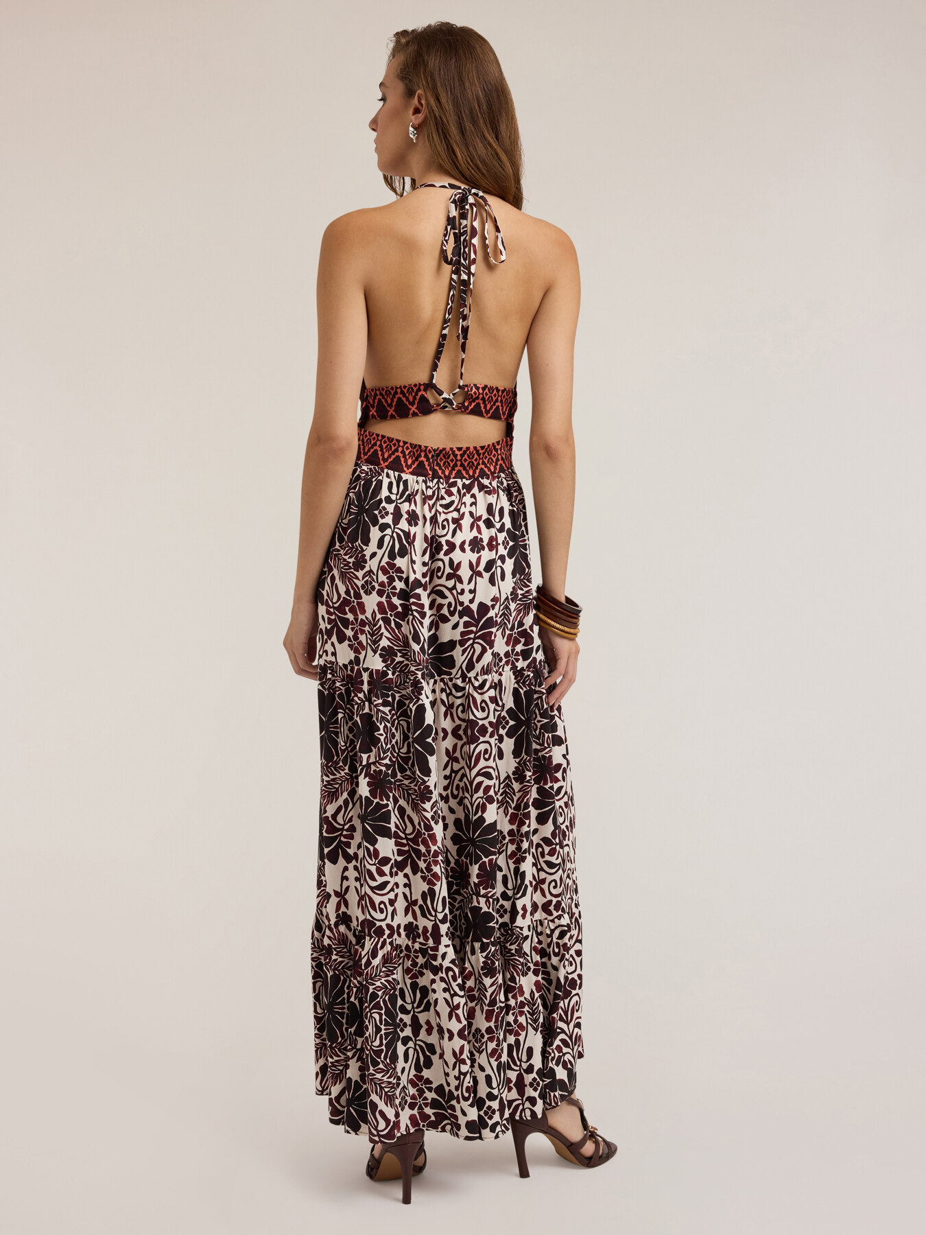 Long summer dress with ethnic pattern image number 1