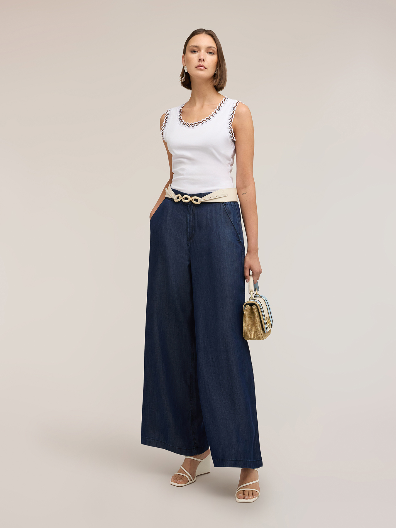 Jeans palazzo din denim lyocell image number 2