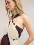Long dress in pleated georgette with print image number 2