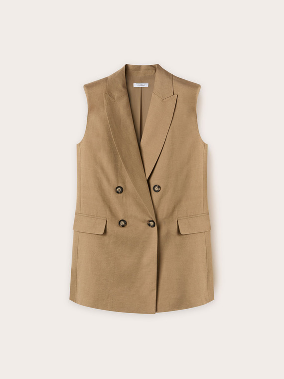 Gilet large en lin mélangé
