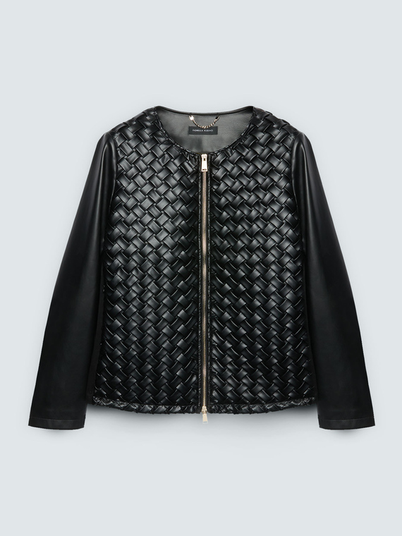 Bikerjacke mit Flechtverarbeitung