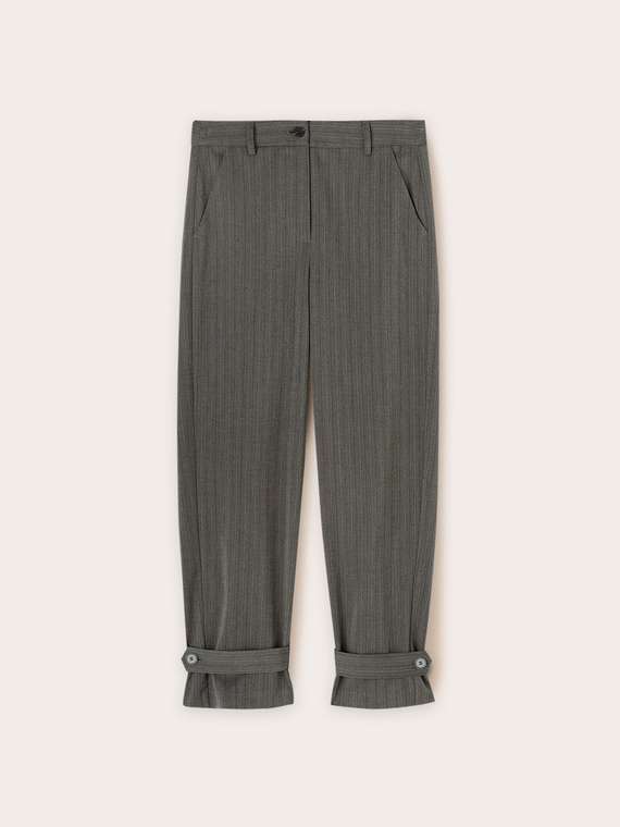 Pantaloni gessati lurex con cinturino