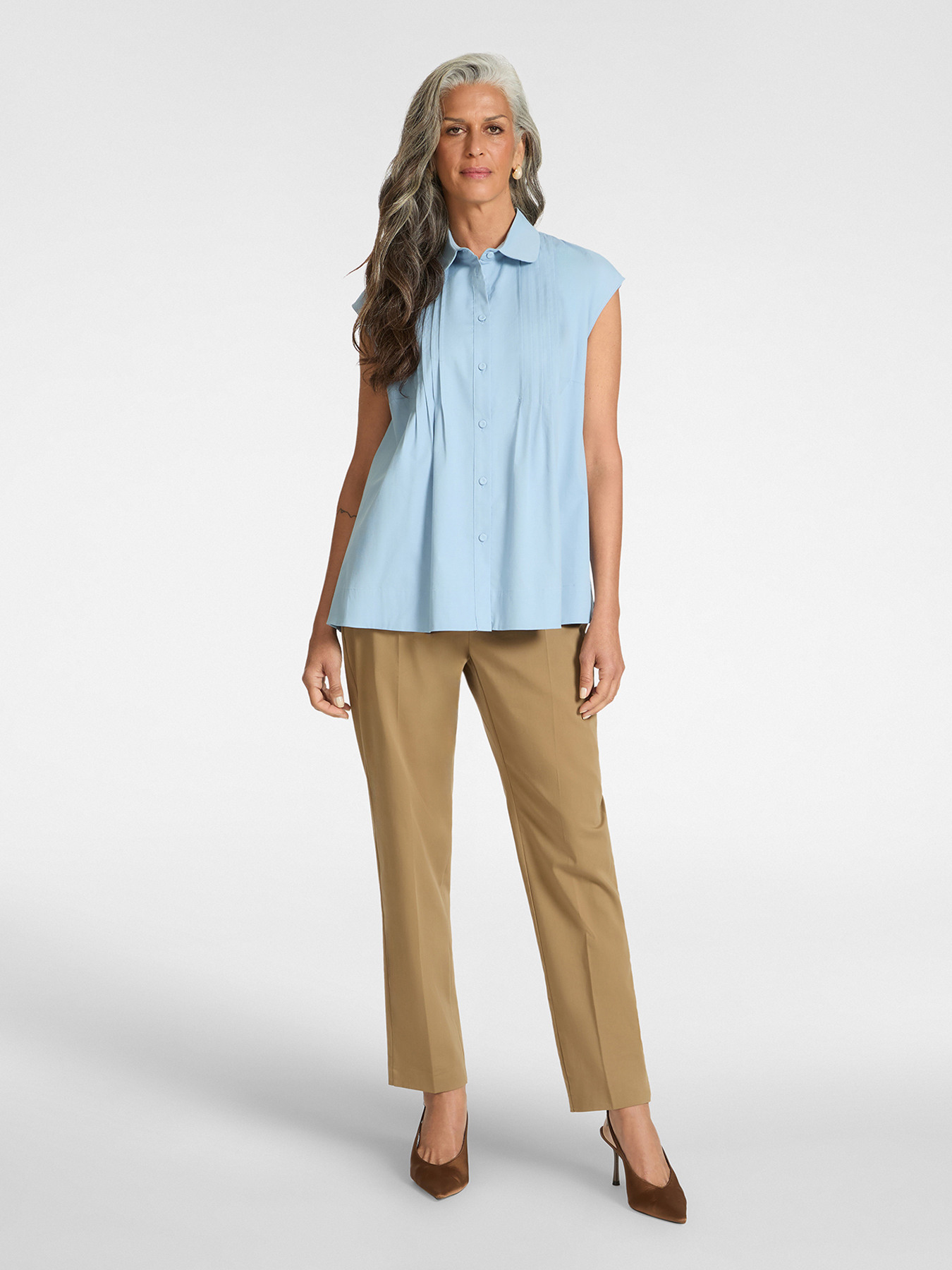 Camicia misto cotone con pieghe image number 2