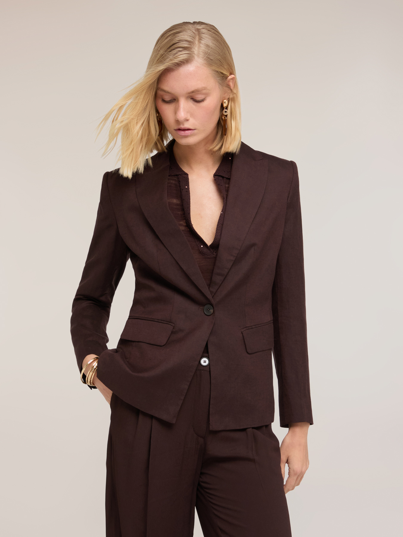 Linen lyocell blend blazer image number 0