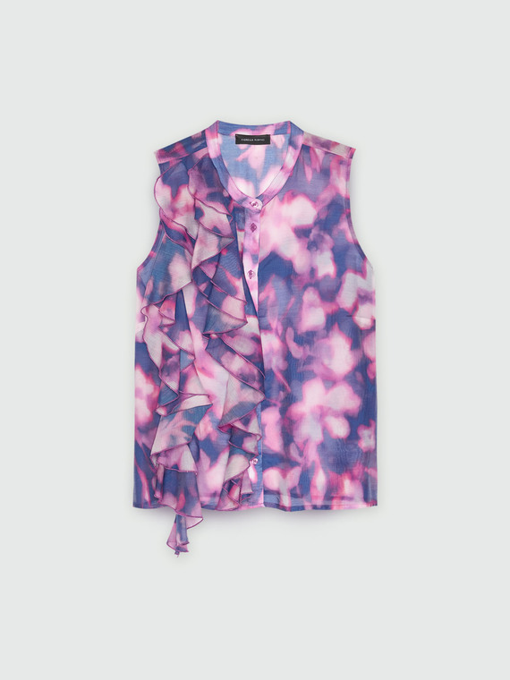 Top stampato con volants