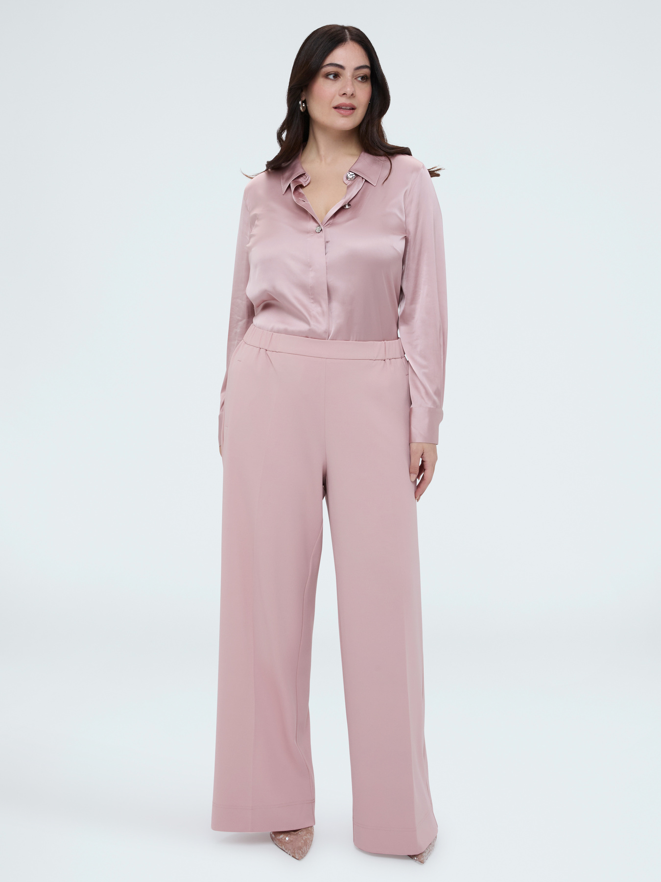 Camicia in raso con bottoni gioiello image number 3