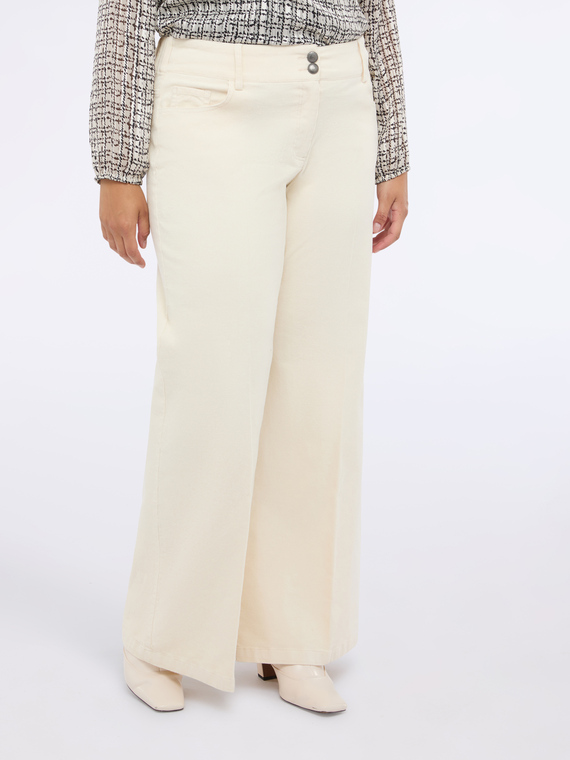 Pantaloni wide leg in velluto a coste
