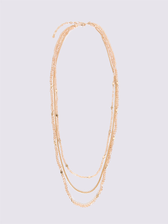 Multi-strand necklace with beads and chain
