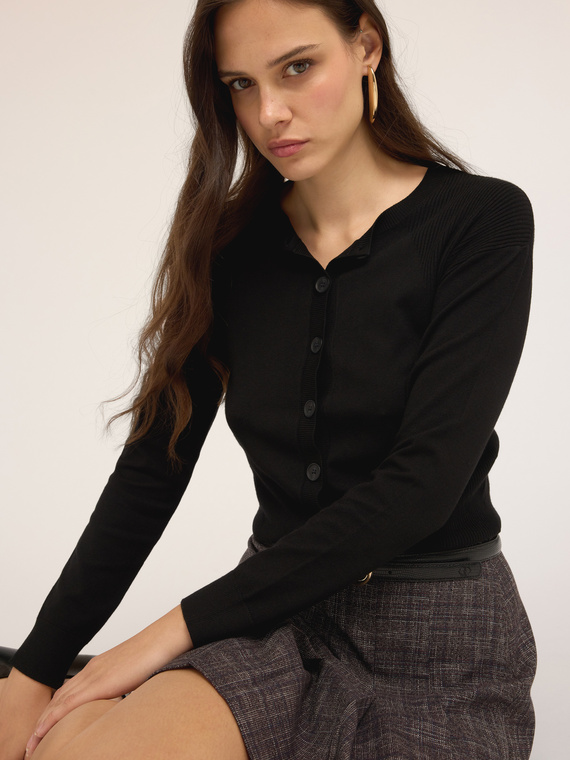 Cardigan avec d&eacute;tails c&ocirc;tel&eacute;s