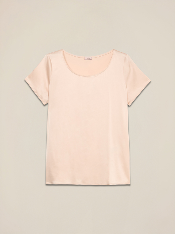 Viscose blend satin T-shirt