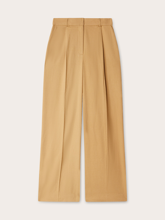 Fluid wide-leg pleated trousers