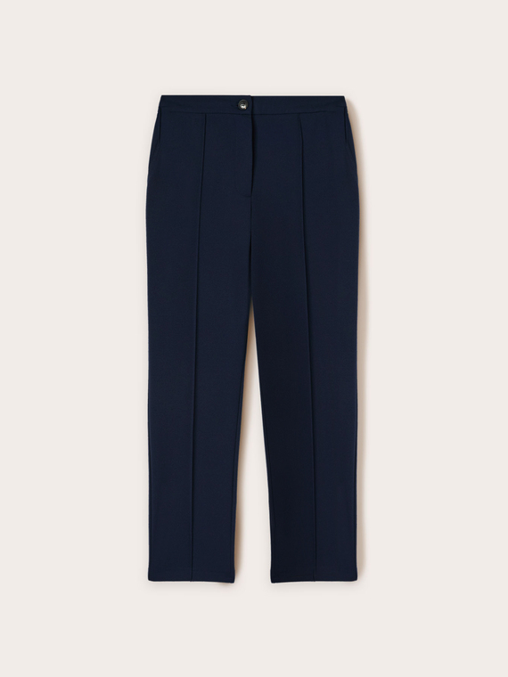 Regular trousers in crêpe fabric