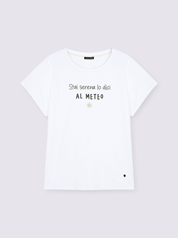 T-shirt in jersey con frase divertente