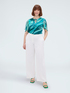 Bluse aus zwei Materialien mit Print image number 2