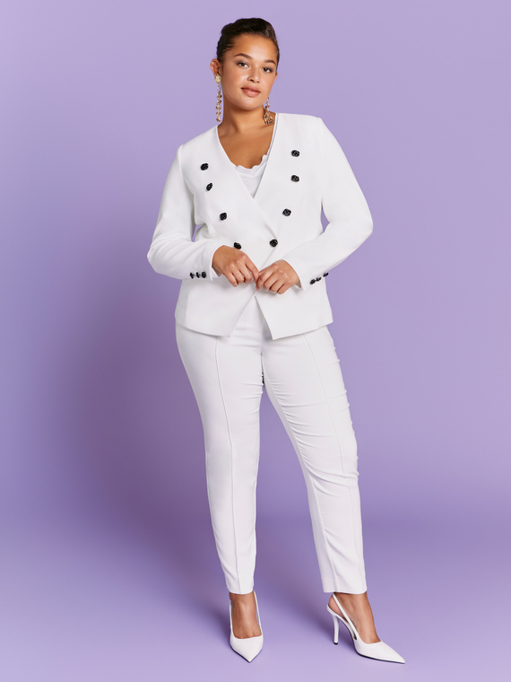 Blazer court avec boutons bijoux ultra brillants