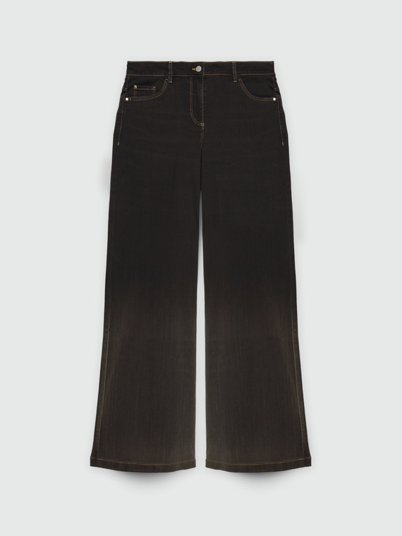 Jeans mit weitem Bein schwarze Waschung